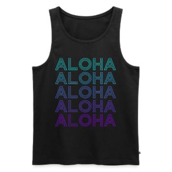 Aloha Hibiskus Hawaii Blume Retro - Männer Premium Bio Tank Top - Schwarz - Vorne - AI Model Male 178 light (178cm)