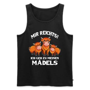 Mir reichts ich geh zu meinen Mädels Hochlandkuh - Männer Premium Bio Tank Top - Schwarz - Vorne - AI Model Male 178 light (178cm)