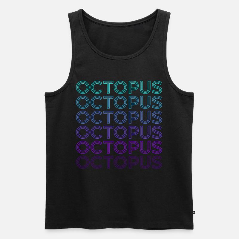 Oktopus Krake Retro - Männer Premium Bio Tank Top - Schwarz