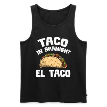 Taco Mexico Food Fast Food Nachos Fiesta Salsa - Men's Premium Organic Tank Top - black - Front - AI Model Male 178 light (178cm)