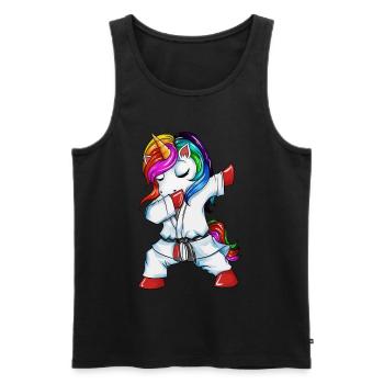 Karate Jiu Jitsu Einhorn Design das Dabbing tanzt - Männer Premium Bio Tank Top - Schwarz - Vorne - AI Model Male 178 light (178cm)