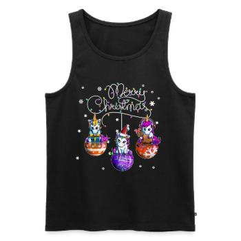 Merry Christmas Unicorn Christmas Ball Motif - Men's Premium Organic Tank Top - black - Front - Michal (187cm)