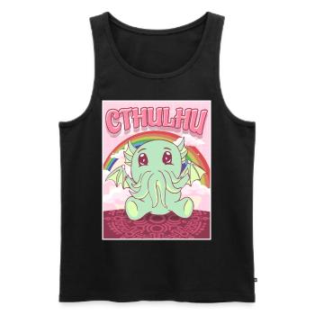 Kawaii Cthulhu Necronomicon Cthulhu Monster - Men's Premium Organic Tank Top - black - Front - AI Model Male 178 light (178cm)
