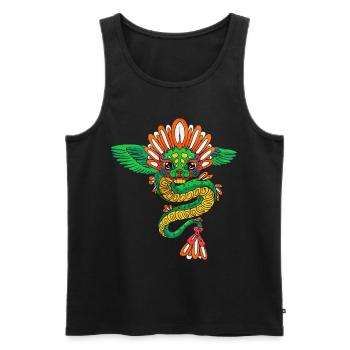 Quetzalcoatl Aztec Maya Serpent à plumes - Débardeur bio Premium Homme - noir - Devant - AI Model Male 178 light (178cm)