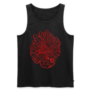 Quetzalcoatl Roses Ancient Aztec Serpent Maya - Men's Premium Organic Tank Top - black - Front - AI Model Male 178 light (178cm)