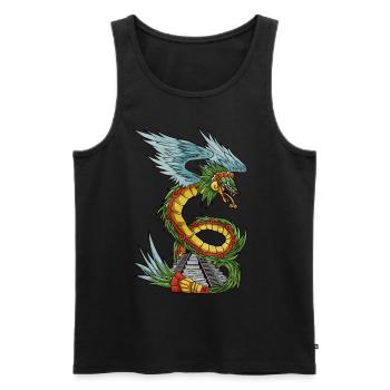 Quetzalcoatl Ancient Aztec Serpent Mayan Tempe - Men's Premium Organic Tank Top - black - Front - AI Model Male 178 light (178cm)