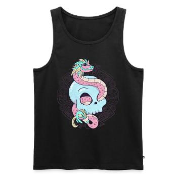 Quetzalcoatl Skull Aztec Feathered Snake Ma - Men's Premium Organic Tank Top - black - Front - Michal (187cm)