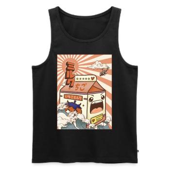 Kaiju Strawberry Milk Carton Japanese Monster Gesc - Men's Premium Organic Tank Top - black - Front - AI Model Male 178 light (178cm)