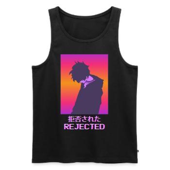 Trauriger Anime-Junge Vaporwave-Ästhetik abgelehnt - Männer Premium Bio Tank Top - Schwarz - Vorne - AI Model Male 178 light (178cm)