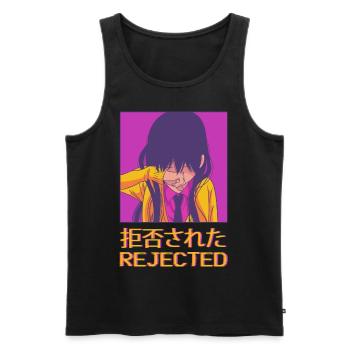 Sad Anime Girl Vaporwave Aesthetic Slimmed Down - Men's Premium Organic Tank Top - black - Front - Michal (187cm)