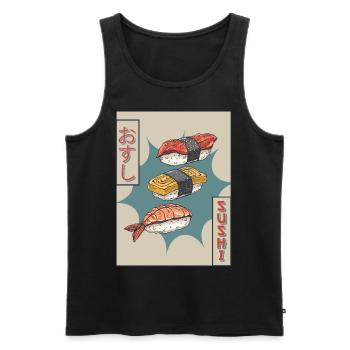 Sushi Japonais Vaporwave Cadeau Esthétique - Débardeur bio Premium Homme - noir - Devant - AI Model Male 178 light (178cm)