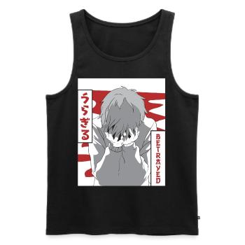 Emo Anime Young Vaporwave Esthétique Trahie Ge - Débardeur bio Premium Homme - noir - Devant - AI Model Male 178 light (178cm)