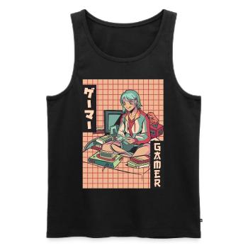 Gamer Anime Girl Vaporwave Ästhetisches Gaming Ges - Männer Premium Bio Tank Top - Schwarz - Vorne - Michal (187cm)