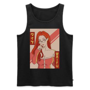 Waifu Anime Mädchen Japanisch Vaporwave Ästhetisch - Männer Premium Bio Tank Top - Schwarz - Vorne - AI Model Male 178 light (178cm)