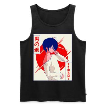 Femboy Anime Young Vaporwave Aesthetic Gift - Men's Premium Organic Tank Top - black - Front - AI Model Male 178 light (178cm)