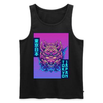 Oni Mask Tokyo Japan Vaporwave Aesthetic Taste - Men's Premium Organic Tank Top - black - Front - AI Model Male 178 light (178cm)