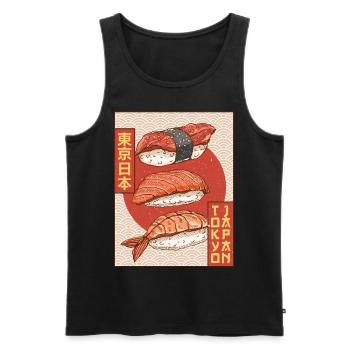Sushi Tokyo Japon Esthétique Japonaise Affiche Gesch - Débardeur bio Premium Homme - noir - Devant - Michal (187cm)