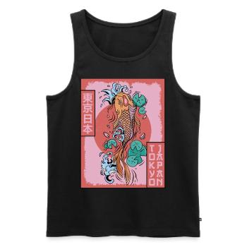 Carpe de poisson Koi Tokyo Japon Esthétique japonaise - Débardeur bio Premium Homme - noir - Devant - Michal (187cm)