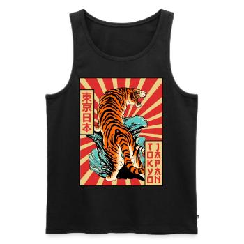 Tiger Tokyo Japon Esthétique Japonaise Affiche Gesch - Débardeur bio Premium Homme - noir - Devant - Michal (187cm)