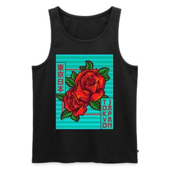 Roses Tokyo Japan Japanese Aesthetics Poster Gesch - Men's Premium Organic Tank Top - black - Front - Michal (187cm)
