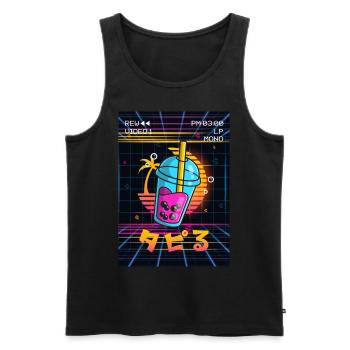 Boba Tea Bubble Tea Vaporwave Aesthetics VCR Geschen - Men's Premium Organic Tank Top - black - Front - AI Model Male 178 light (178cm)