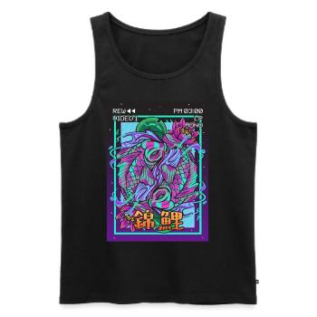 Koi Fish Carp Vaporwave Aesthetic Retro VCR - Men's Premium Organic Tank Top - black - Front - AI Model Male 178 light (178cm)