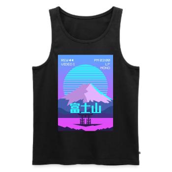 Mt Fuji Fujiyama Torii Vaporwave Aesthetic Gesc - Men's Premium Organic Tank Top - black - Front - AI Model Male 178 light (178cm)