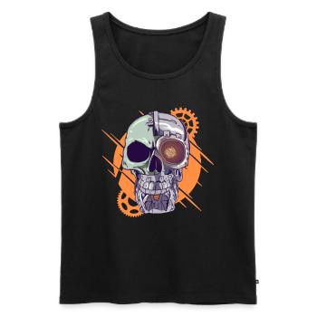 Cyborg Schädel Cyber Punk Cyber-Ästhetik Geschenk - Männer Premium Bio Tank Top - Schwarz - Vorne - AI Model Male 178 light (178cm)