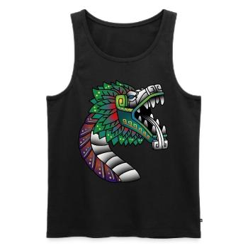 Quetzalcoatl Ancien serpent à plumes aztèque - Débardeur bio Premium Homme - noir - Devant - AI Model Male 178 light (178cm)