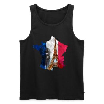 Frankreich - Männer Premium Bio Tank Top - Schwarz - Vorne - AI Model Male 178 light (178cm)