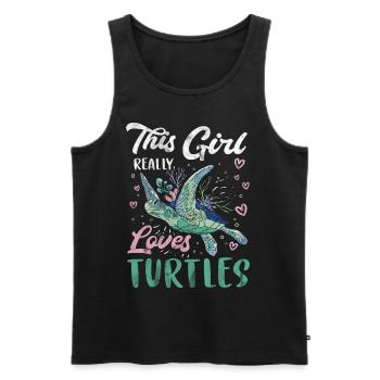 Tortue Détendue Chill Mer Océan Plage - Débardeur bio Premium Homme - noir - Devant - Michal (187cm)