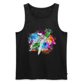 Tortue Détendue Chill Mer Océan Plage - Débardeur bio Premium Homme - noir - Devant - Michal (187cm)