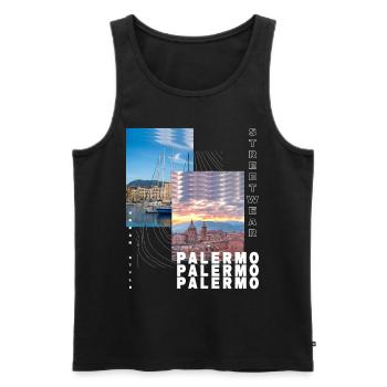 Palermo Italy City Skyline Home Love - Men's Premium Organic Tank Top - black - Front - AI Model Male 178 light (178cm)