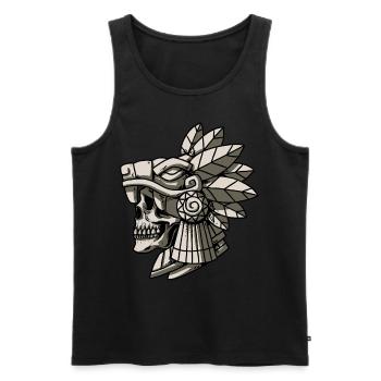 Quetzalcoatl Crâne Aztèque Maya Ancien Inca Toltek - Débardeur bio Premium Homme - noir - Devant - Michal (187cm)