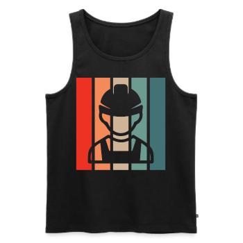 Bauarbeiter Retro - Männer Premium Bio Tank Top - Schwarz - Vorne - Michal (187cm)