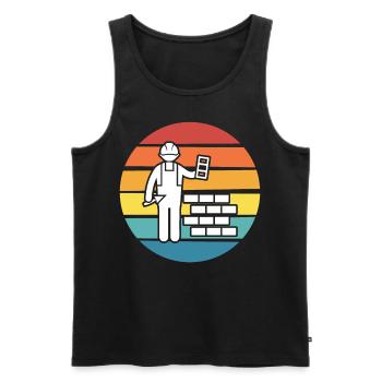 Maurer Retro - Männer Premium Bio Tank Top - Schwarz - Vorne - Michal (187cm)