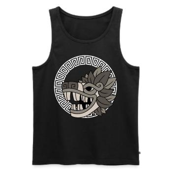 Quetzalcoatl Aztec Stem Pattern Gift - Men's Premium Organic Tank Top - black - Front - AI Model Male 178 light (178cm)