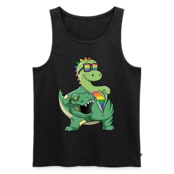 Mignon Dino T-rex Costume LGBTQ LGBT LGBTQ + Pride - Débardeur bio Premium Homme - noir - Devant - AI Model Male 178 light (178cm)