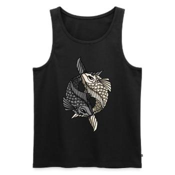 Cyborg Koi Fisch Ying Yang Cyber Punk Cyber Gesche - Männer Premium Bio Tank Top - Schwarz - Vorne - AI Model Male 178 light (178cm)
