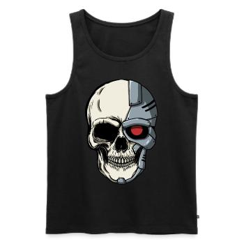 Cyborg Skull Cyber Punk Cyber Aesthetics Gift - Men's Premium Organic Tank Top - black - Front - AI Model Male 178 light (178cm)