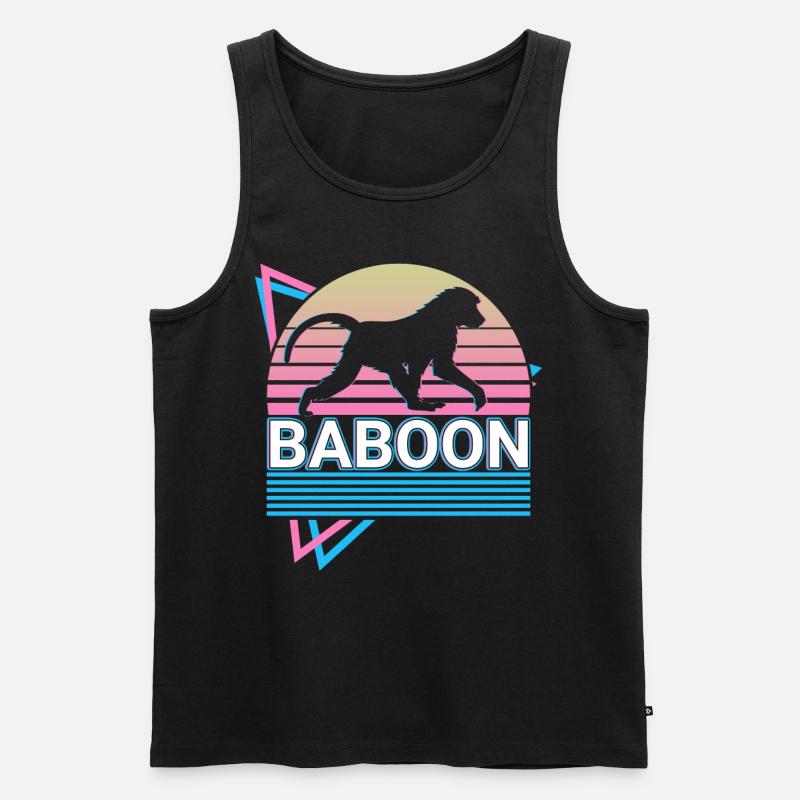 Pavian Retro Geschenk - Männer Premium Bio Tank Top - Schwarz