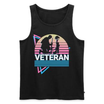 Veteran US Armee US Soldat Retro Geschenk - Männer Premium Bio Tank Top - Schwarz - Vorne - Michal (187cm)