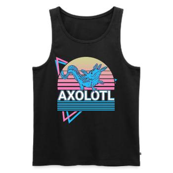 Axolotl Rétro Cadeau - Débardeur bio Premium Homme - noir - Devant - Michal (187cm)
