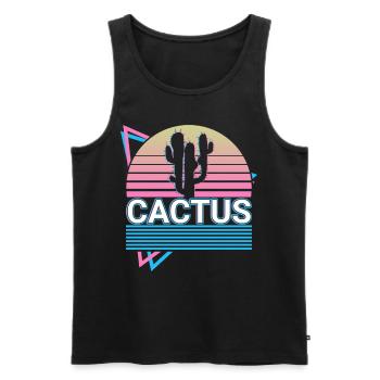 Cactus Retro Gift - Men's Premium Organic Tank Top - black - Front - Michal (187cm)