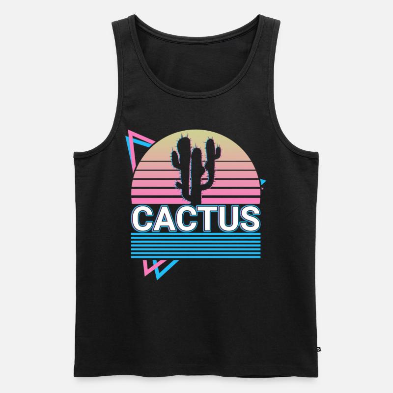 Kaktus Retro Geschenk - Männer Premium Bio Tank Top - Schwarz