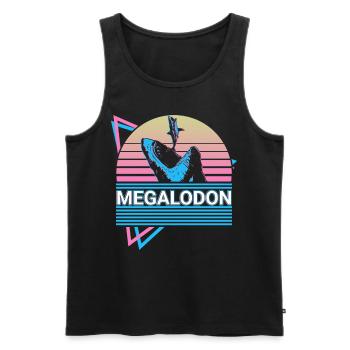 Megalodon Hai Retro Cadeau - Débardeur bio Premium Homme - noir - Devant - AI Model Male 178 light (178cm)
