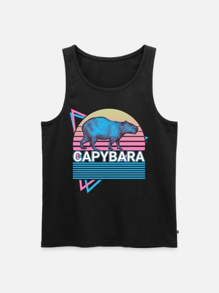 Capybara Retro Geschenk - Männer Premium Bio Tank Top - Schwarz