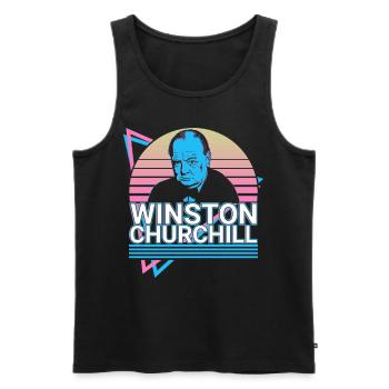 Winston Churchill Cadeau Rétro - Débardeur bio Premium Homme - noir - Devant - Michal (187cm)