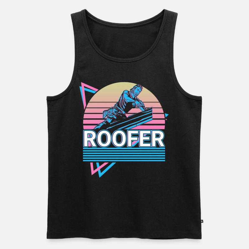 Dachdecker Dachbau Retro Geschenk - Männer Premium Bio Tank Top - Schwarz
