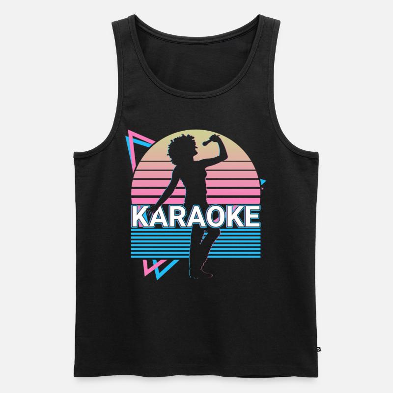 Karaoke-Sänger Retro Geschenk - Männer Premium Bio Tank Top - Schwarz